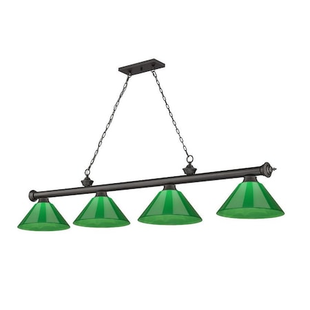 Z-Lite Cordon 4 Light Billiard, Bronze & Green 2306-4BRZ-PGR